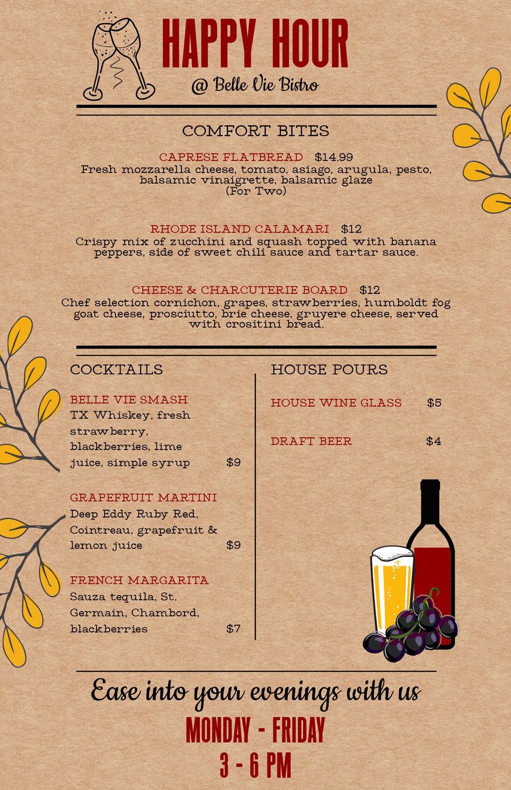 HAPPY HOUR-MENU-BELLE-VIE